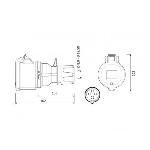 BEMİS 4/32A Trifaze Uzatma Priz CEE Norm 380V IP44 Toz ve Su Dayanıklı - 2