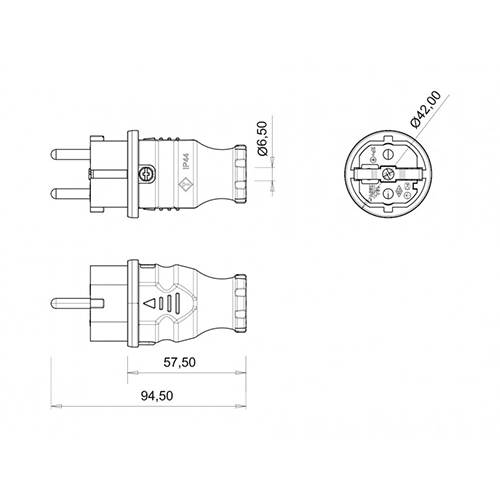 BEMİS 1/16A Kauçuk Düz Fiş Monofaze IP44 220-250V 2P+E Topraklı - 2