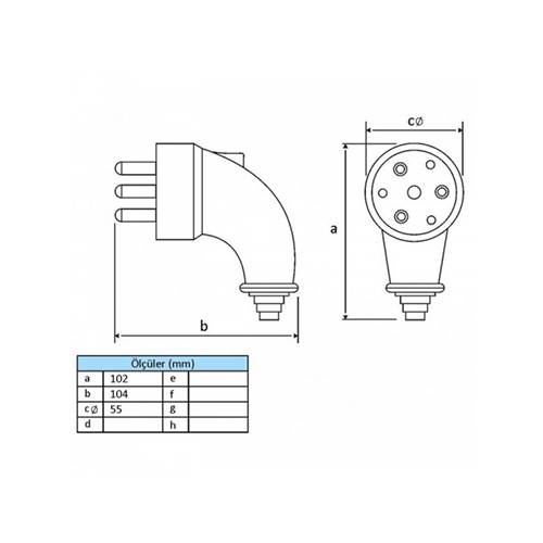 BEMİS 3X25A Kauçuk Eğimli Fiş 3P+E IP44 380-450V Aşınma Dirençli - 2