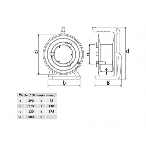 BEMİS 1/16A 50m 4 Prizli Metal Makara IP44 3x1,5mm TTR Kablo - 2